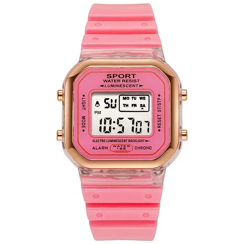 Fashion Brand Student Transparent Electronic Watch Candy Multicolor LED Ladies Sports Waterproof Wristwatch Clock Gift relógio