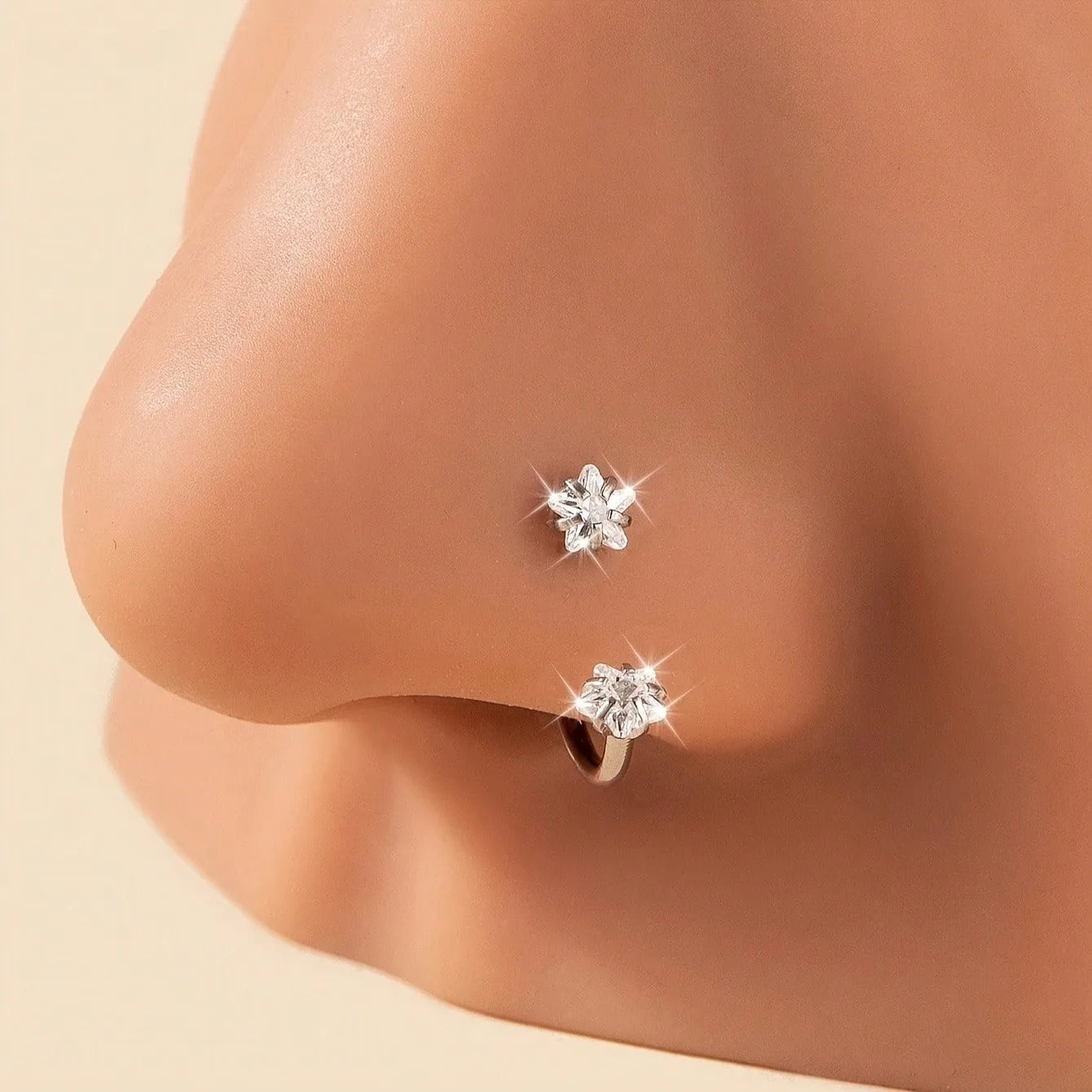 Horseshoe Nose Rings Heart Star Pink CZ Internal Threaded Horseshoe Septum Ring Cartilage Tragus Earrings Helix Piercing Jewelry