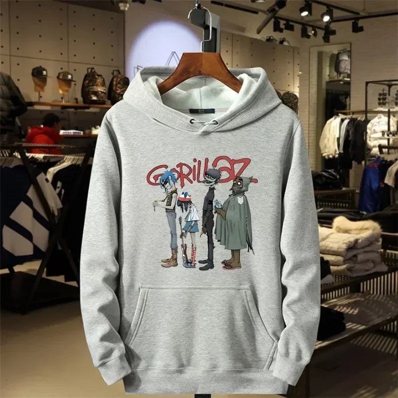 Gorillaz Punk Rock Men's and Women's Cartoon Sweater Hoodie Retro Fashion Clothing Casual Music Men's Clothing New Style