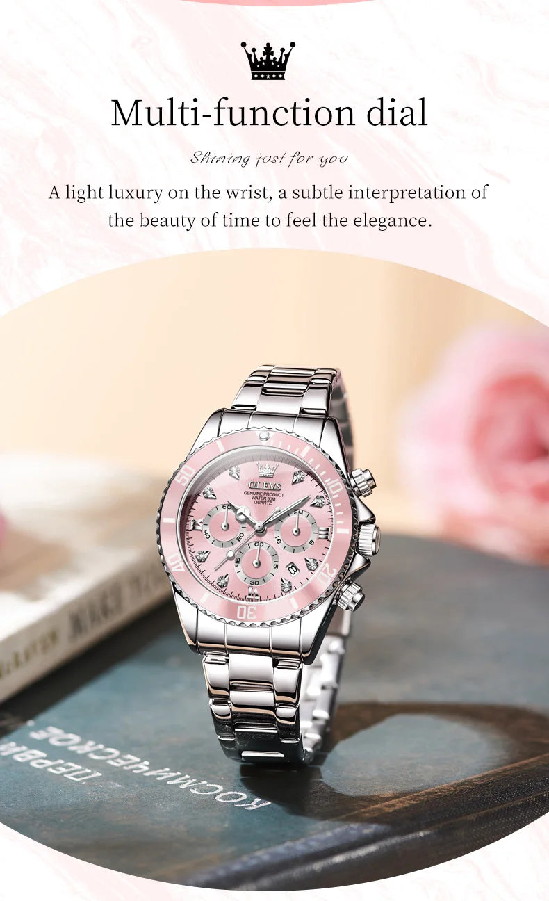 Luxury Women Watch Original Quartz Watch Multi functional HD Date Waterproof Luminous Chronograph Women Gift Watch