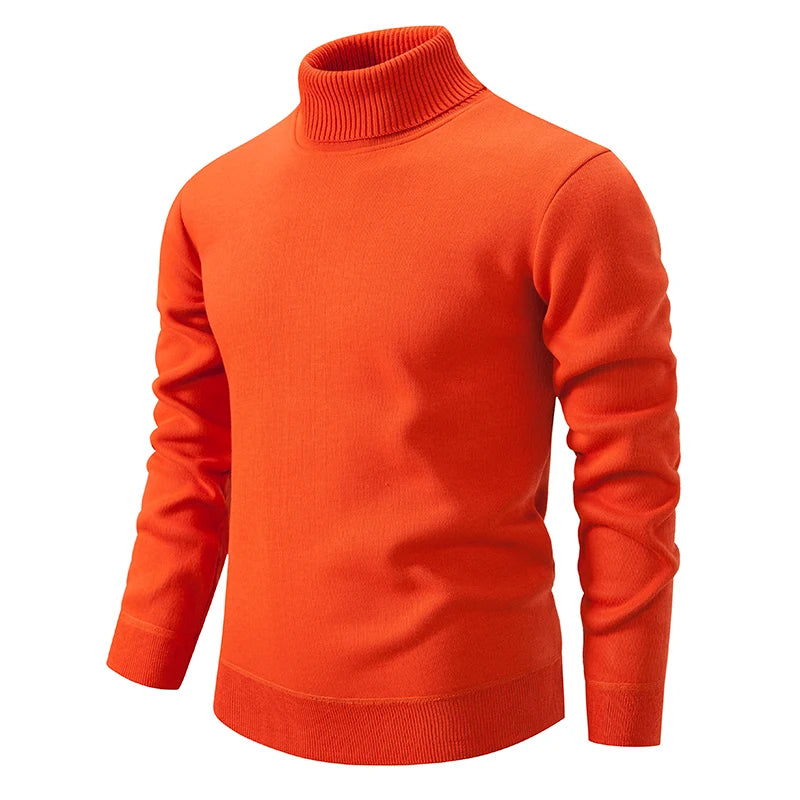 New Winter Turtleneck Sweater Thick Mens Casual Pullover Sweaters Solid Color Quality Warm Slim Turtleneck Sweaters Pullover Men