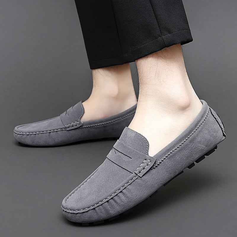 Suede Leather Mens Loafers New Fashion Walking Shoes New Comfy Man Drive Flats Classic Original Style Men Casual Shoes Moccasins