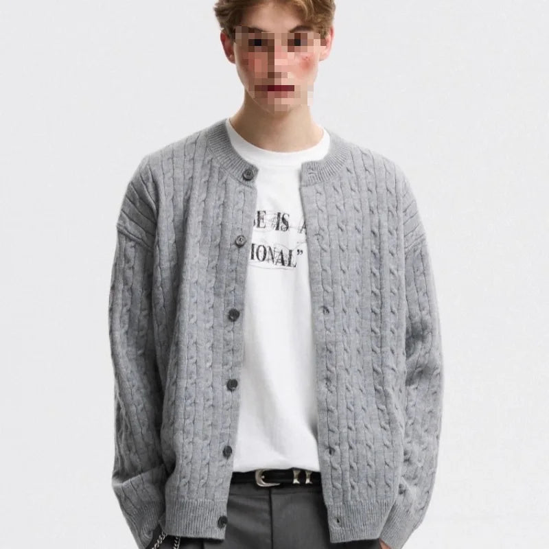 Pure Color Knitted Sweater Cardigan for Men And Women American Trendy Brand Texture Couple Knitted Outerwear Casual Long Slee...