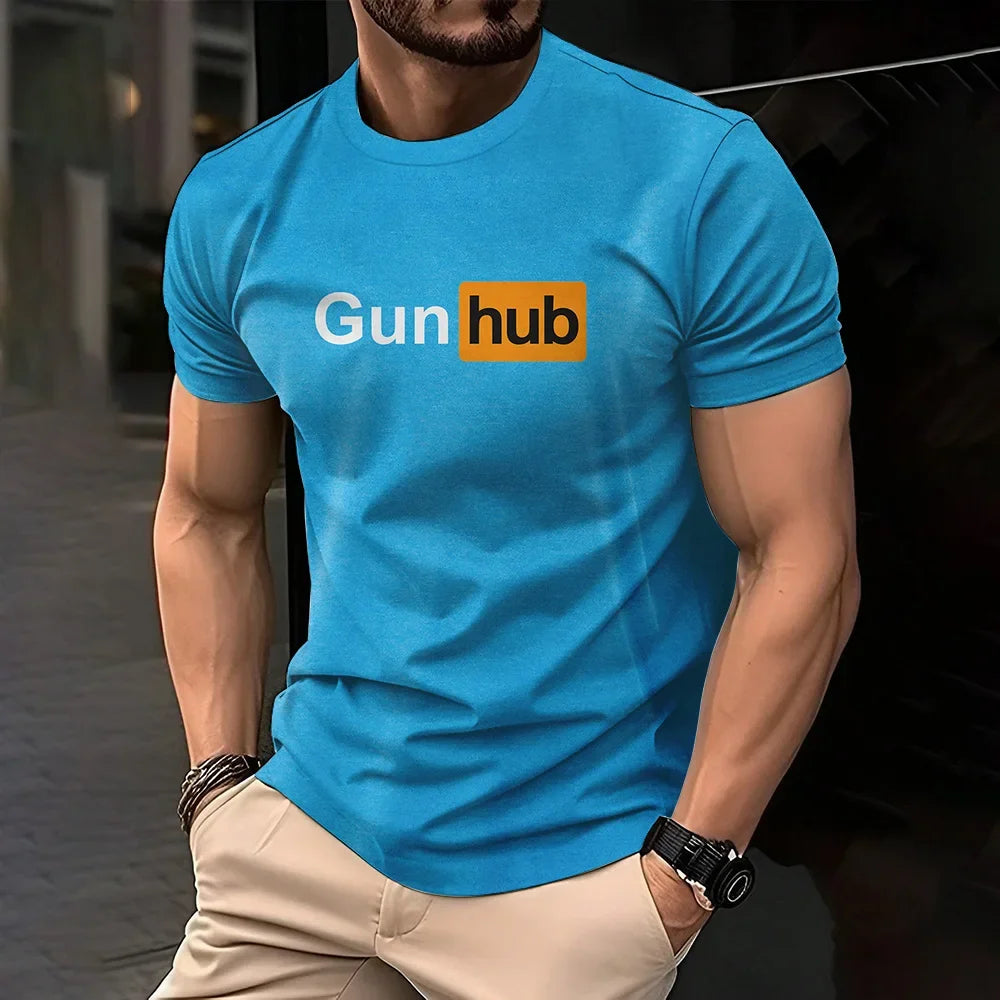 Retro American men's T-shirt casual wear, crew collar short-sleeved top, outdoor simple daily men's breathable sports T-shirt