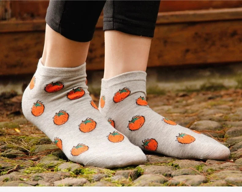 New Cute 11  fruit color love candy color cotton sock summer style women's socks women's thin sock slippers ws85 1pair=2pcs