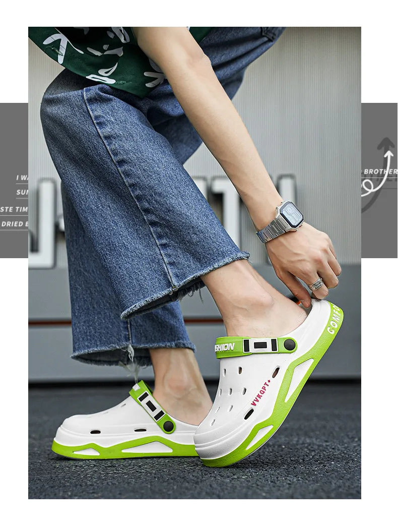 Summer Men Sandals Light EVA Men's Casual Shoes Platform Hole Shoes Clogs Men Home Garden Outdoor Male Beach Slippers Big Size