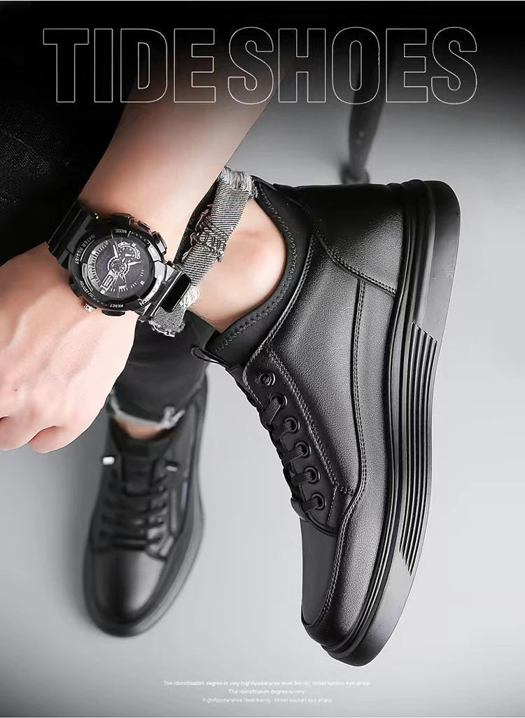 Men's Black Casual Sports Shoes 2025 High-quality Leather Shoes, Breathable Business Shoes, Soft Soled Loafers zapatos casuales