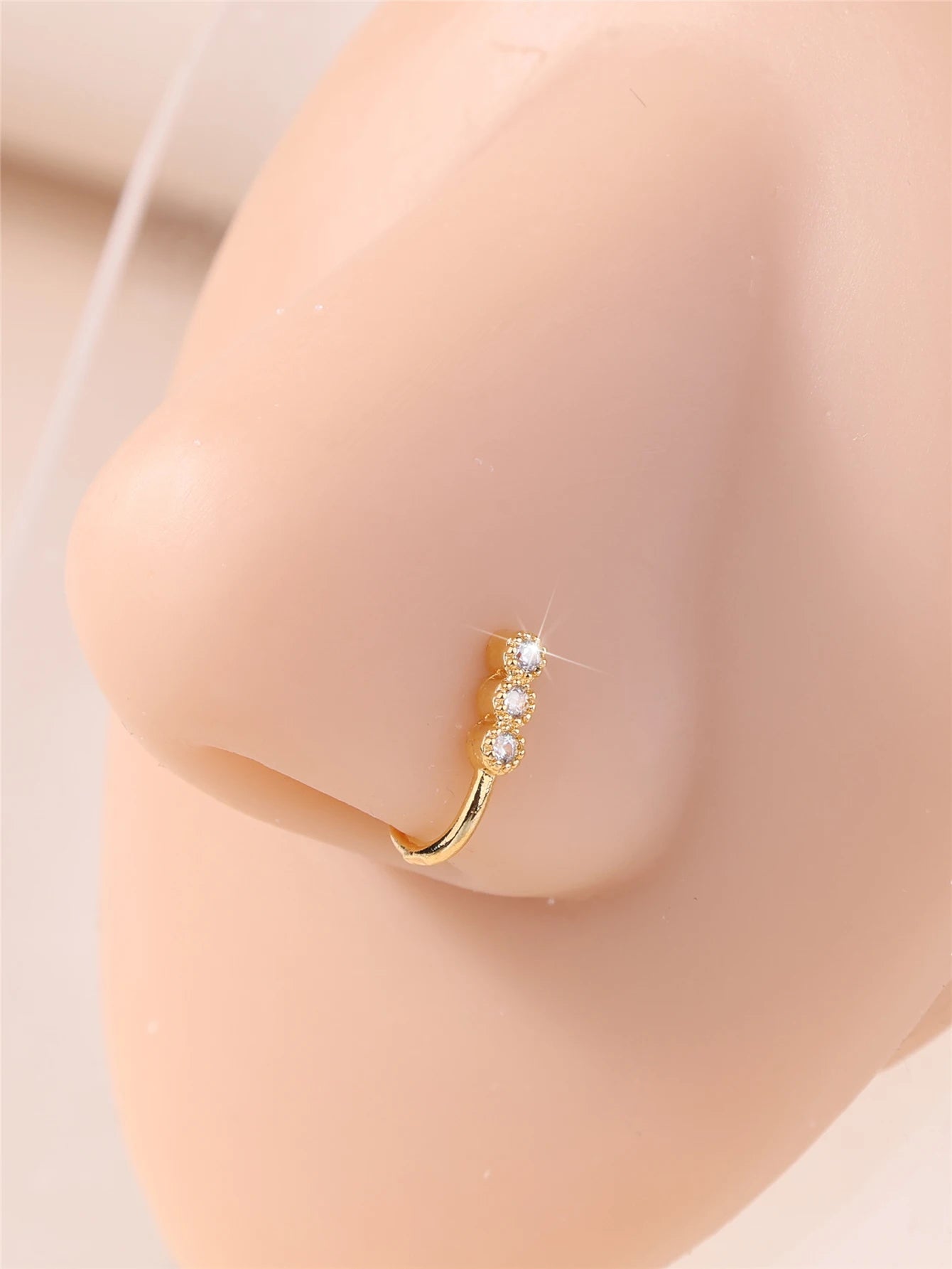 6PCS Fake Nose Ring CZ African Nose Cuffs Gold Fake Nose Piercing Faux Septum Nose Rings Clip On Nose Jewelry For Women