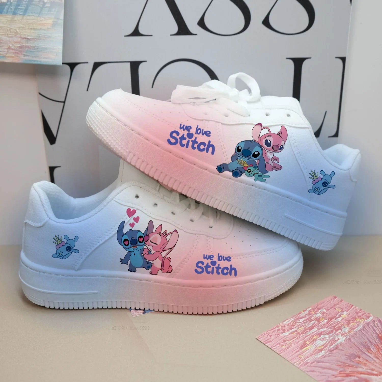 New Disney women cartoon Stitch cute White  Casual shoes soft sports shoes for girlfriend lady gift EU size 35-44