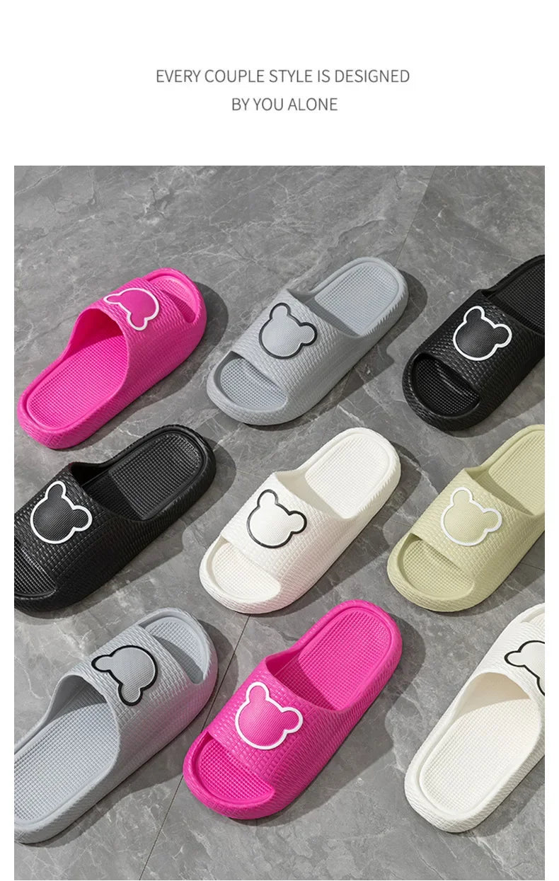 Home Cloud Slipper Men Cartoon Bear Sandal Flip Flop Beach House Shoe Platform Female Woman Slides Ladies Outdoor Rubber Sneaker