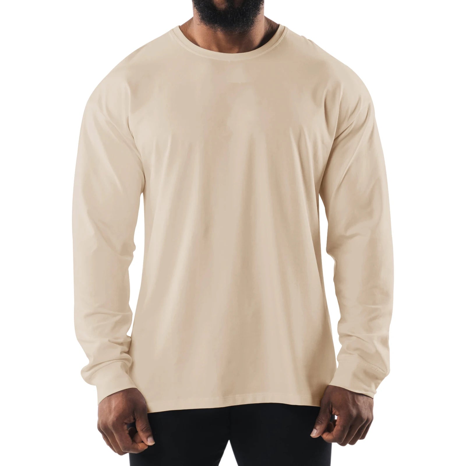 Men's T Shirt Long Sleeve Crewneck Tee Shirts Classic Loose Fit Workout Tops for Men Gym Clothes S-XXL