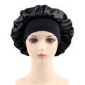 Women's Satin Solid Elastic Wide-brimmed Sleeping Hat Unisex Head Wrap Elastic Band Cap Hair Care Bonnet Night Hat bonnet