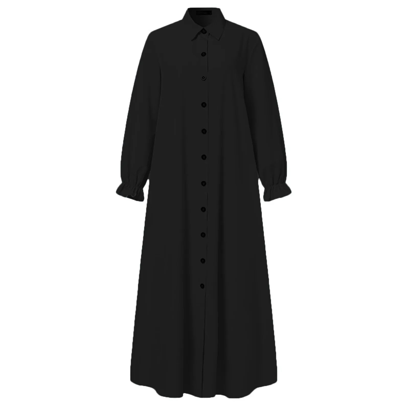 Women's Muslim Dress Long Sleeve Vintage Pullover Abaya Prayer Clothes Solid Color Cotton Linen Maxi Summer Dresses For Women