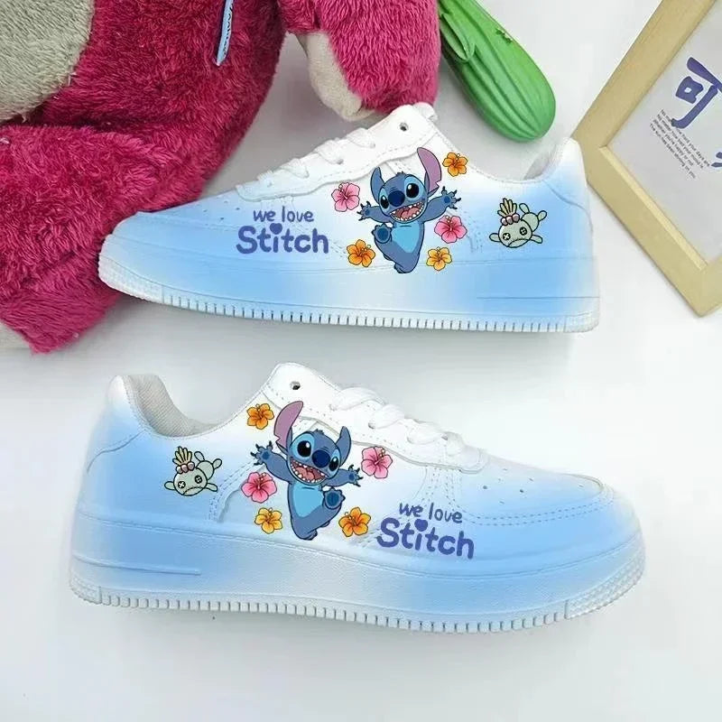 New Disney women cartoon Stitch cute White  Casual shoes soft sports shoes for girlfriend lady gift EU size 35-44