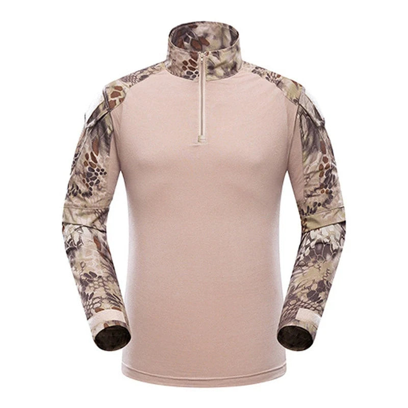 Warm for Autumn Outdoor Tactical Men Combat Military Army CP Camouflage Long Sleeve Hunting Climbing Shirt Cotton Sport Clothes
