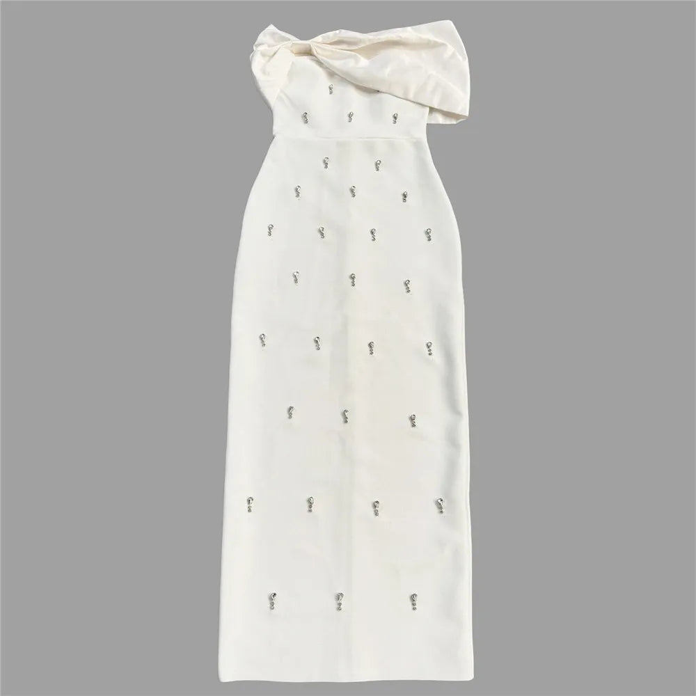 Women Sexy Beading Bandage Dress Off The Shoulder Patchwork Bodycon Clothes Club Party Elegant Dresses