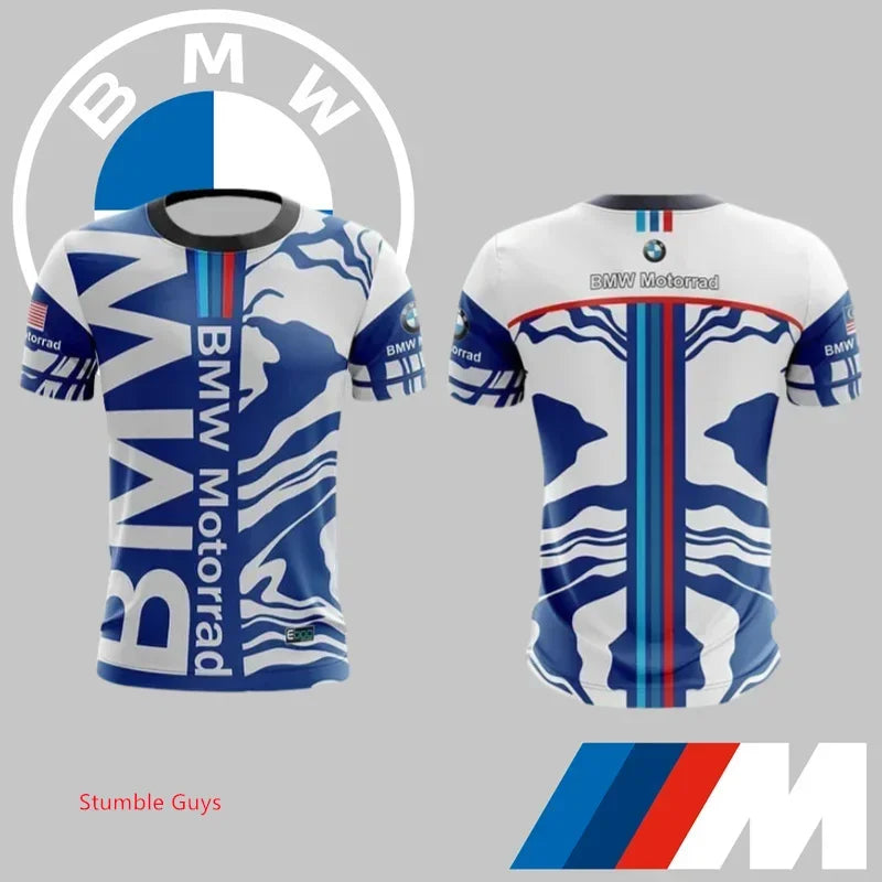 Summer Men's BMW T-Shirt Sports Motorcycle Racing Short Sleeve Fashion Casual M Power Car Brand Clothes