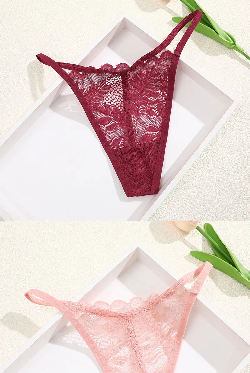 FINETOO 6PCS/Set Lace Thong Female Bikini Lady Intimates S-XL Women Seamless Panties Sexy Girl's Underwear Transparent Briefs