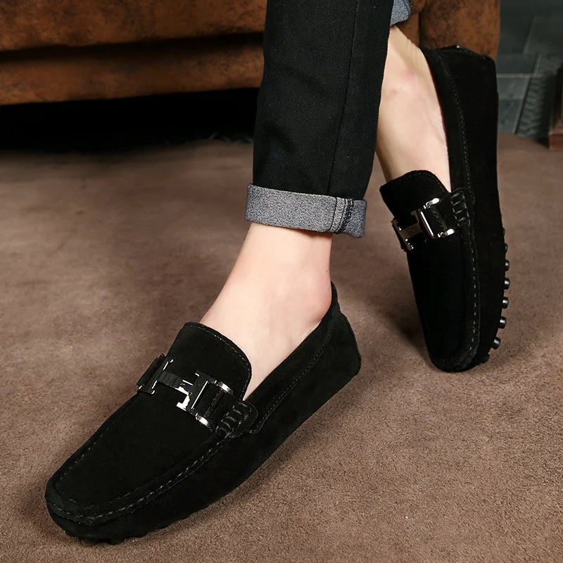 Classic Mens Loafers Male Summer Soft Shoes Fashion Men's Casual Leather Shoe Suede Casual Flats Breathable Hand-stitching Shoes