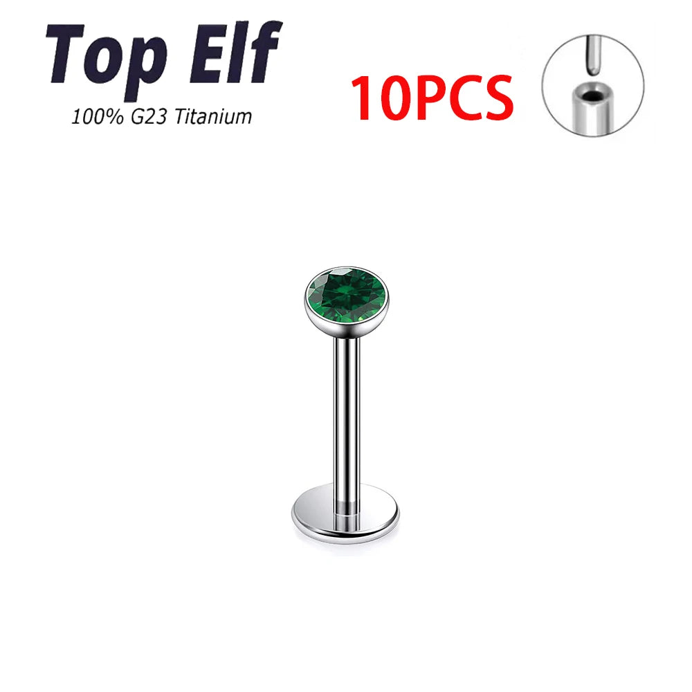Wholesale 2/10pcs G23 ASTM F136 Titanium Top Exquisite Zircon Insertion Earrings Nose Nails Lip Nails Body Piercing Jewelry