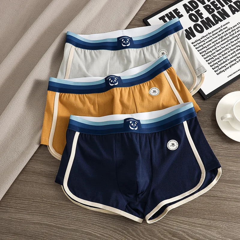 1/3 PCS/Pack 7A Antibacterial Big U Mesh Breathable Crotch Men's Panties 100% Cotton Trendy Underpants High Elastic Waist Boxers