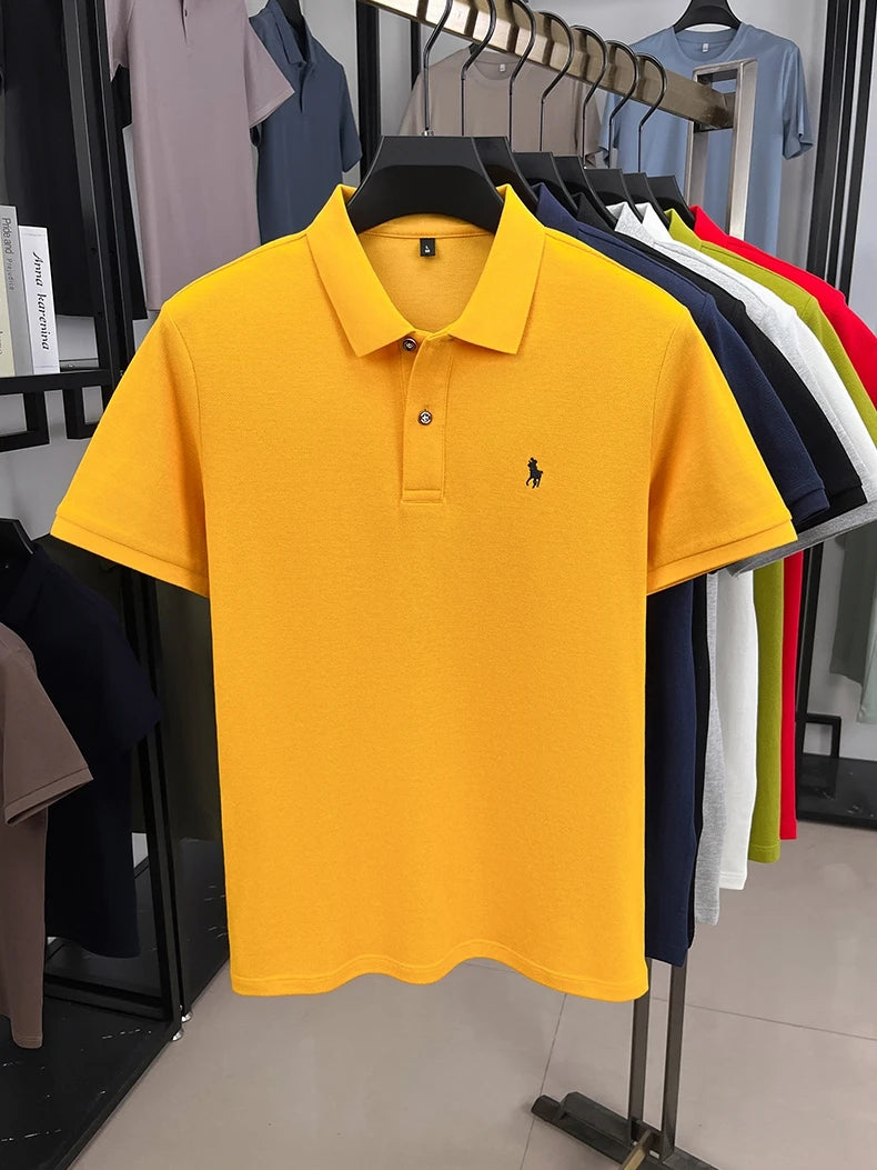 Premium Luxury Brand Men's Polo Shirt Lapel Horse Embroid Short Sleeve 100Cotton T-Shirt Business Office Golf Summer Men's Wear