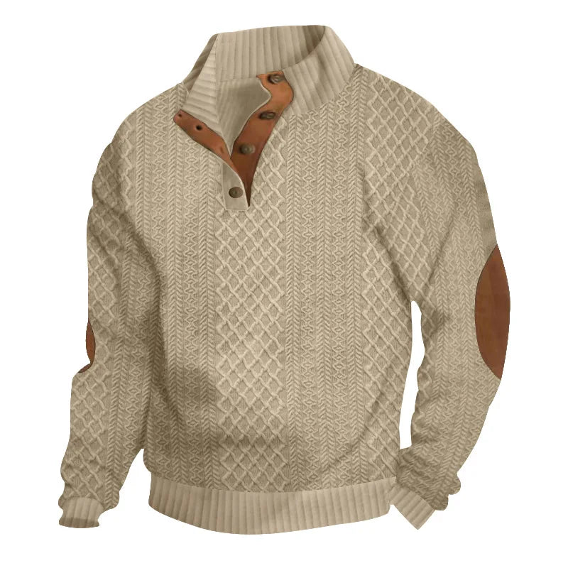 2024 cross-border hot-selling autumn and winter men's casual stand-up collar long-sleeved jacquard knitted pullover sweater