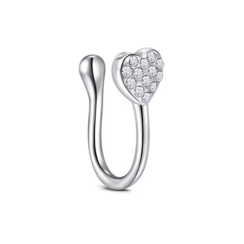 1Pcs Stainless Steel Nose Ring Hoop C Shape Septum Rings Non Piercing Ear Clip Earring Fake Nose RingsWomen Piercing Jewelry