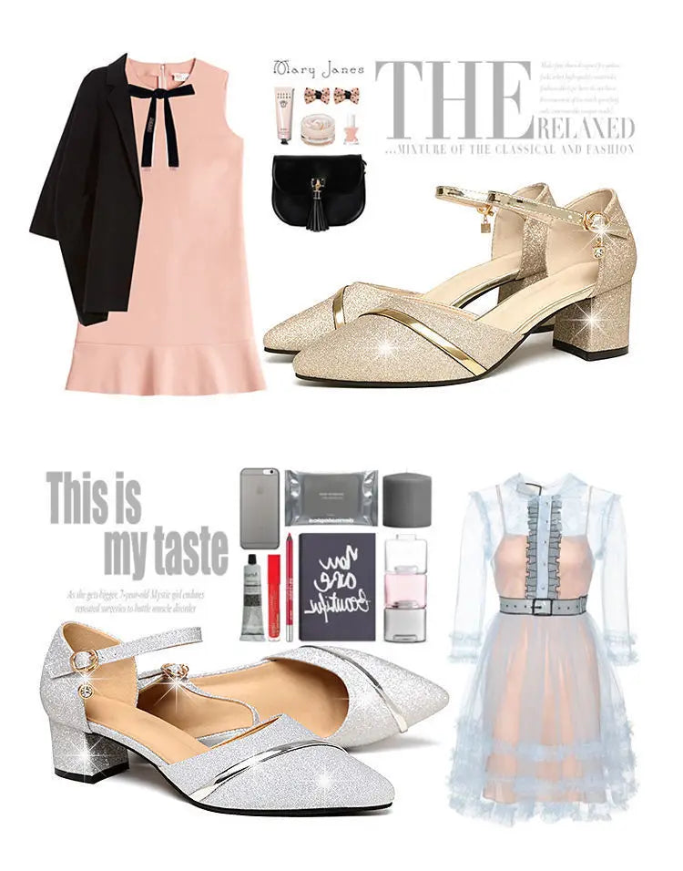 Women's High Heels Fashion High Quality Women Sandals Golden Party Night Club Pumps Sexy Sequins Women Shoes Sandalias de mujer