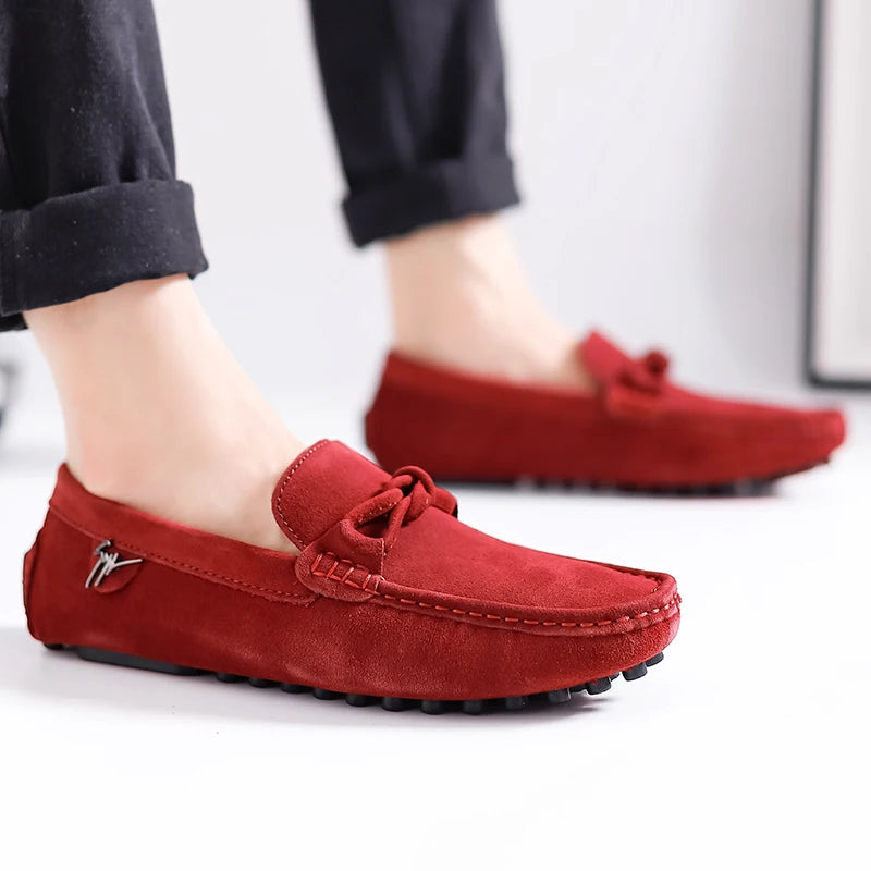 Suede Leather Men Loafers Handmade Slip-On Dress Shoes Comfortable Cushioned Insole Business Casual Shoes Man Driving Moccasins