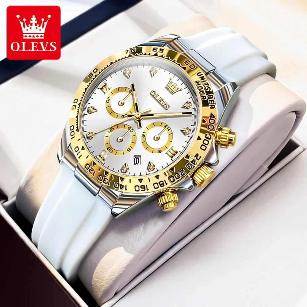 OLEVS 5618 Women Watch HD Multi functional Waterproof Luminous Chronograph Sports Silicone Strap Luxury Brand Quartz Women Watch