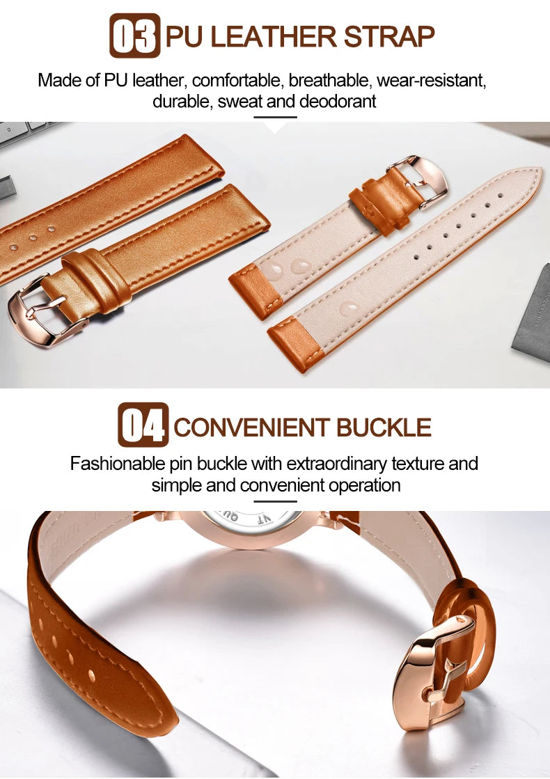 OPK 8101 Original Quartz Watch For Women Waterproof Leather Strap Hand Clock Simple Dial Top Brand Fashion Ladies Wrist Watches