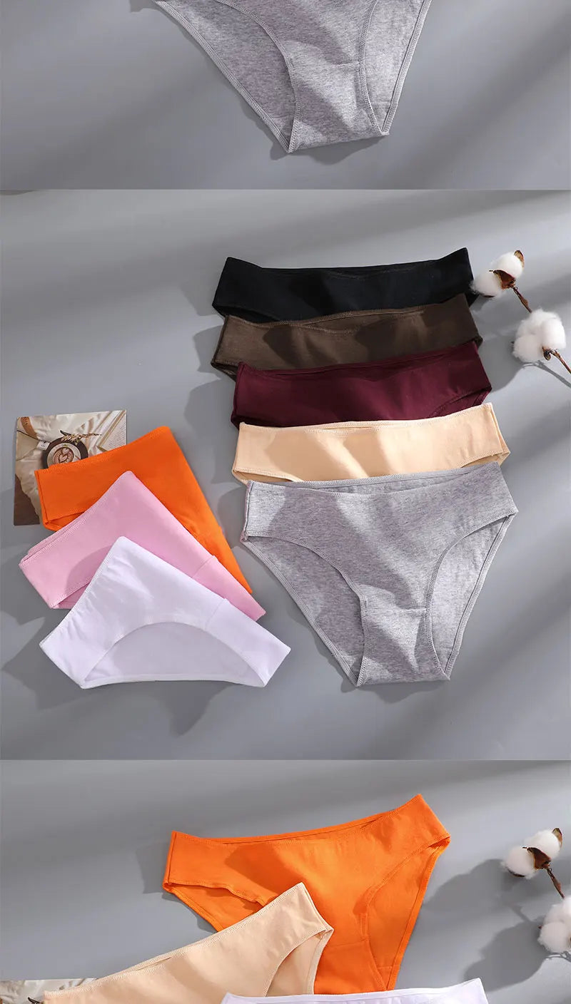FINETOO 3PCS/Set S-XL Cotton Lingerie Panties Women Underwear Sexy Femme Underwear Women's Underpant Panty 8 Solid Color Briefs