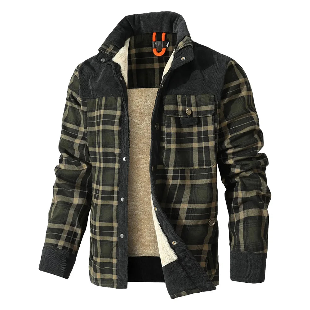 Men's Jackets Winter Windproof Warm Casual Bomber Coat Plaid Sherpa Lined Flannel Outdoor Classic Soft Jackets Men US Size