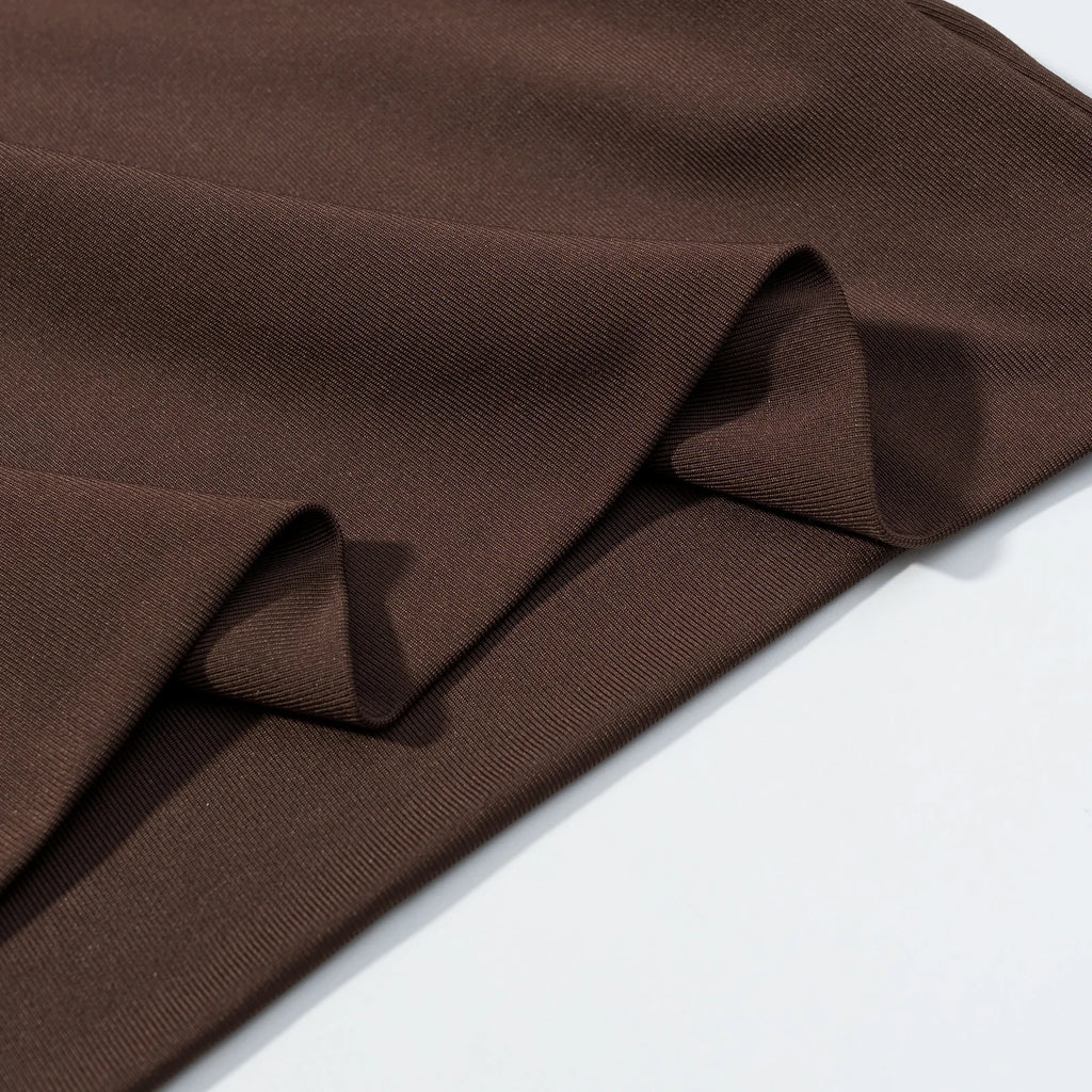 CharmChant Brown Tie Dresses for Women Backless Slim Fit Long Sleeve Bodycon Mini Dress Elegant Chic Party Clubwear Trend 2025