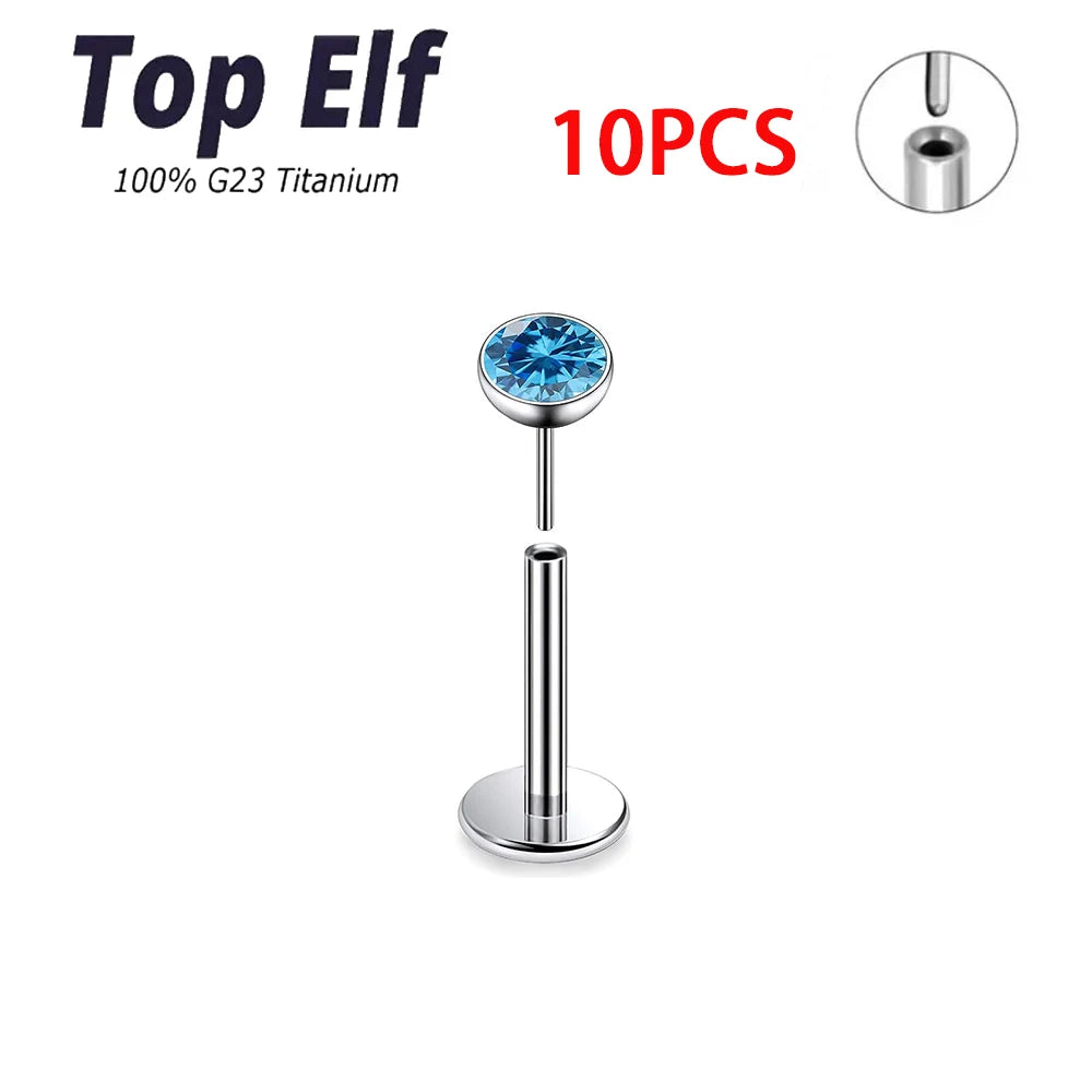 Wholesale 2/10pcs G23 ASTM F136 Titanium Top Exquisite Zircon Insertion Earrings Nose Nails Lip Nails Body Piercing Jewelry