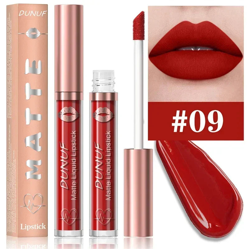Matte Velvet Lip Gloss Dark Red Brown Lip Glaze Long Lasting Waterproof Liquid Lipstick Natural Moisturizer Transparent Lip Oil