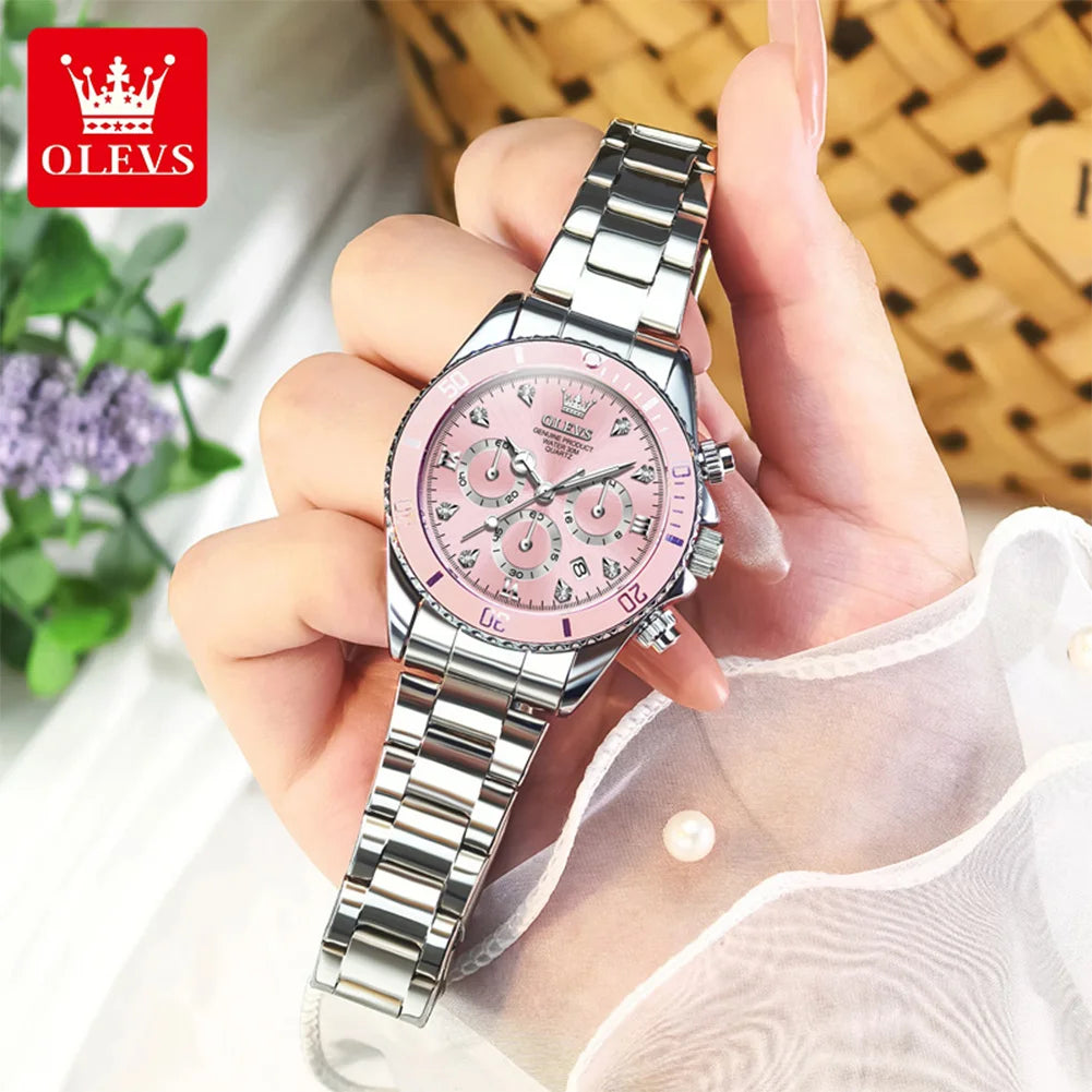 Luxury Women Watch Original Quartz Watch Multi functional HD Date Waterproof Luminous Chronograph Women Gift Watch