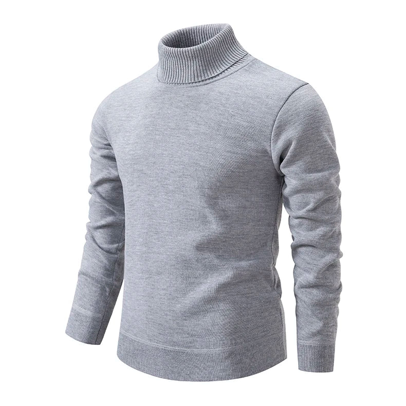 New Winter Turtleneck Sweater Thick Mens Casual Pullover Sweaters Solid Color Quality Warm Slim Turtleneck Sweaters Pullover Men