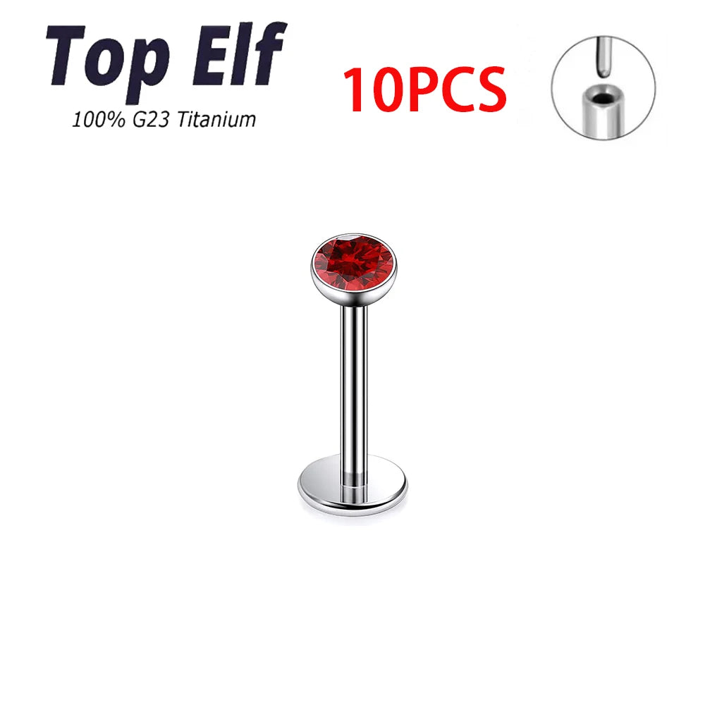 Wholesale 2/10pcs G23 ASTM F136 Titanium Top Exquisite Zircon Insertion Earrings Nose Nails Lip Nails Body Piercing Jewelry