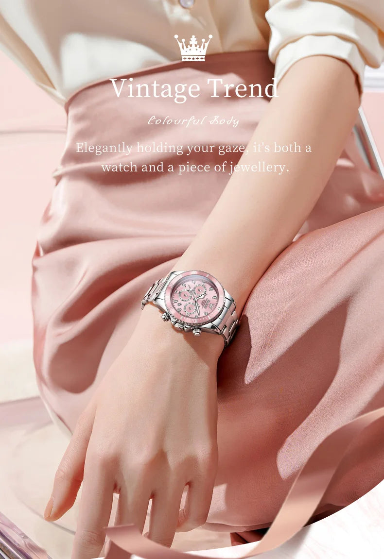 Luxury Women Watch Original Quartz Watch Multi functional HD Date Waterproof Luminous Chronograph Women Gift Watch