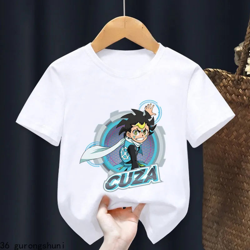 2024 Beyblade Burst Evolution Print Kids T Shirt Girls Summer Tops Baby Boys Clothes Cartoon Children Short Sleeve T-shirt