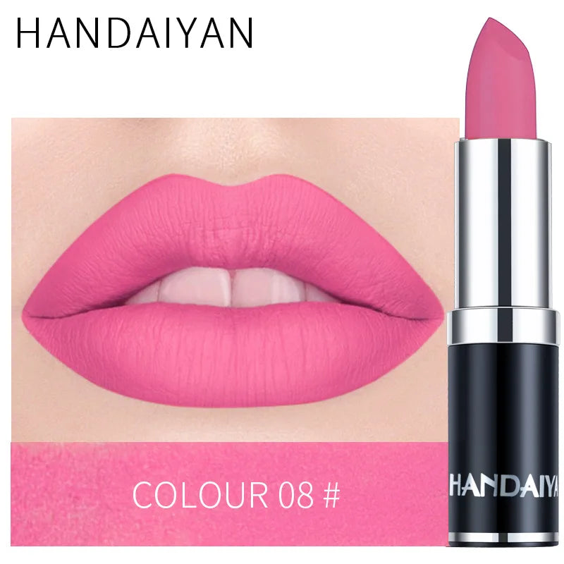 HANDAIYAN 12 Color Matte Lipstick Waterproof Moisturize Velvet Sexy Lip Gloss Popular Color Hot Selling Fashion Beauty Lipstick