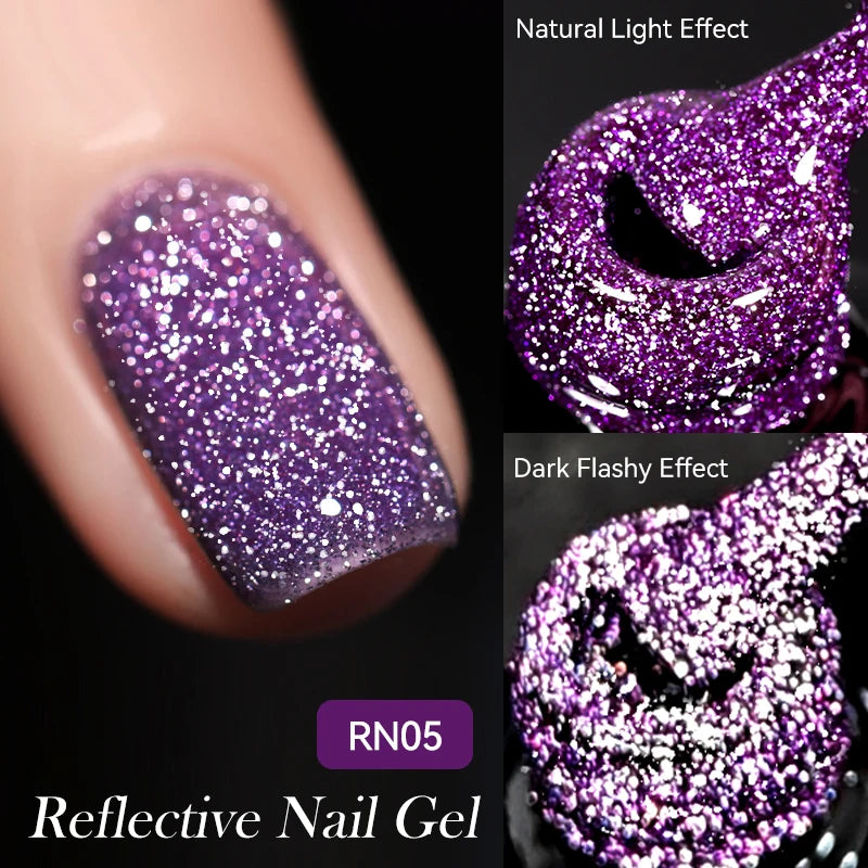 LILYCUTE 7ml Reflective Glitter Gel Nail Polish Shining Sparkling Gorgeous Silver Effect Semi-permanent UV Gel Nail Art Manicure