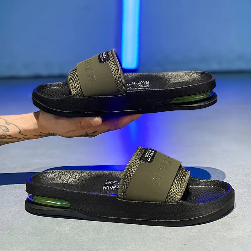 Summer Men's Mesh Surface Slippers EVA Platform Open Toe Slip on Sandals Home Non-slip Slides Outdoor Beach Sandal Shoes for Men