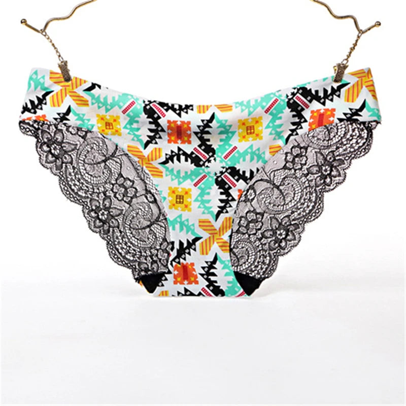 Women's Seamless Underwear Leopard Intimate Women Sexy Lace Black Floral Panties Seamless Panty 3pcs/set