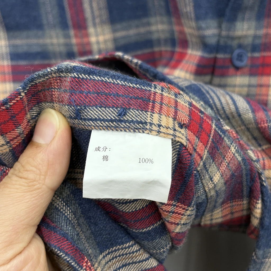 100Cotton High Quality Men's Lapel Contrast Plaid Long Sleeve Shirt Autumn New Matted Breathable Fashion Casual Trend Menswear