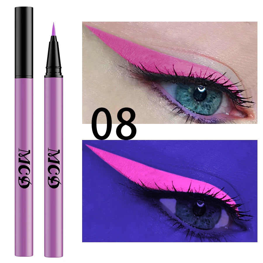 1PC UV Light Neon Eyeliner Pen Eyes Makeup Blue Green Waterproof Liquid Color Eye Liner Pencil Make Up Cosmetics Yellow Purple