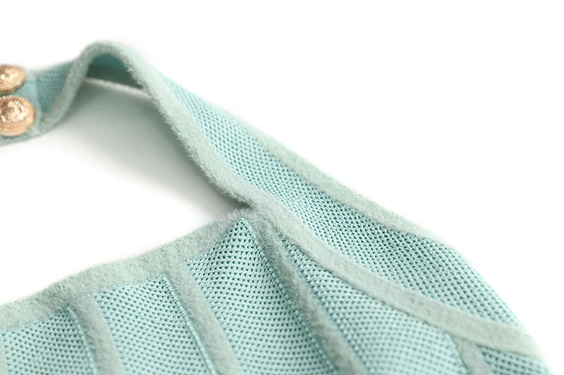 Newest Summer Unique Hot Women Sexy Party Halter A-line Knitted Street Dress High Quality Backless