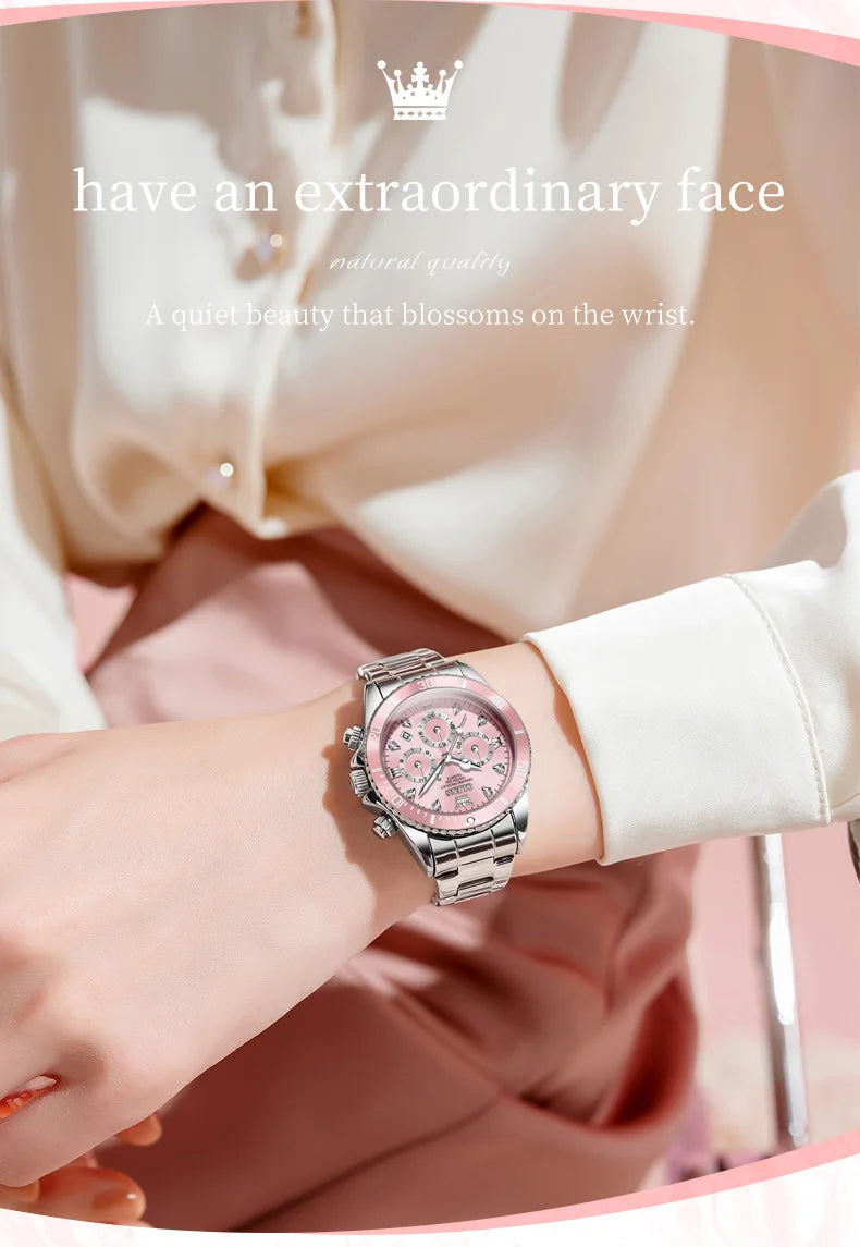 Luxury Women Watch Original Quartz Watch Multi functional HD Date Waterproof Luminous Chronograph Women Gift Watch